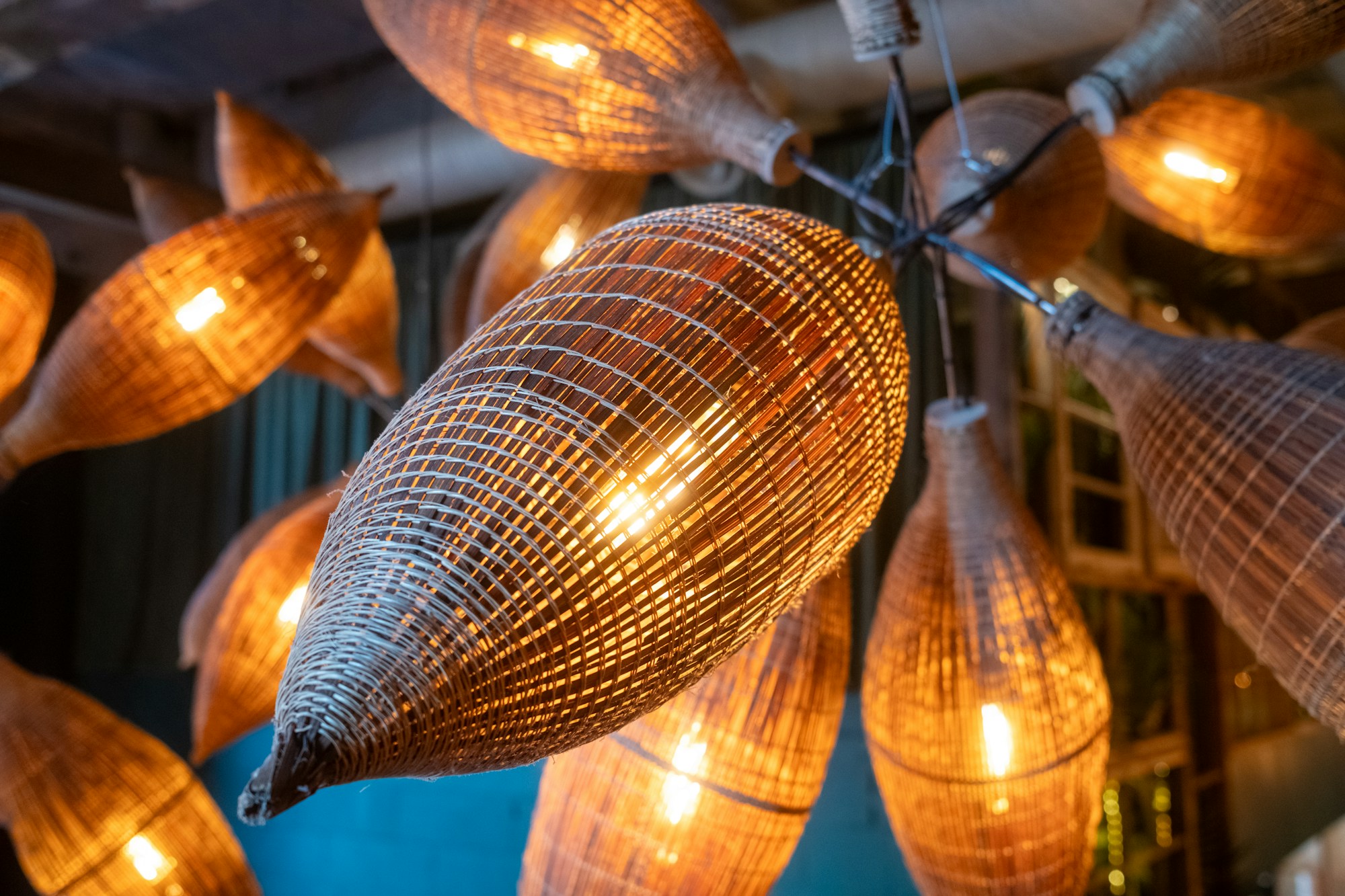 Warm layered pendant lighting